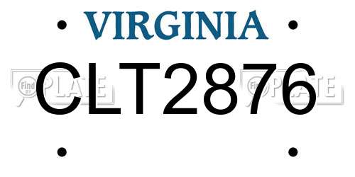 CLT2876 Virginia License Plate