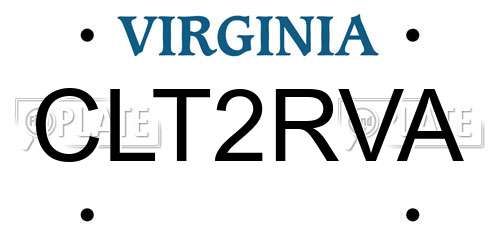 CLT2RVA Virginia License Plate