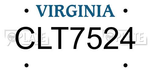 CLT7524 Virginia License Plate