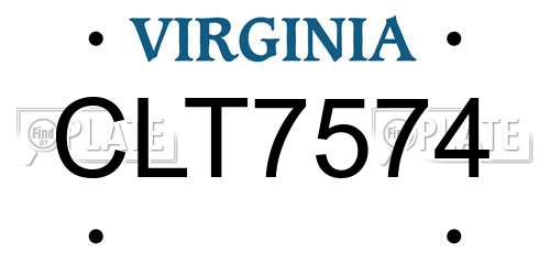 CLT7574 Virginia License Plate