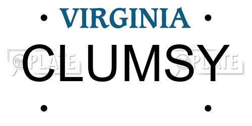 CLUMSY Virginia License Plate