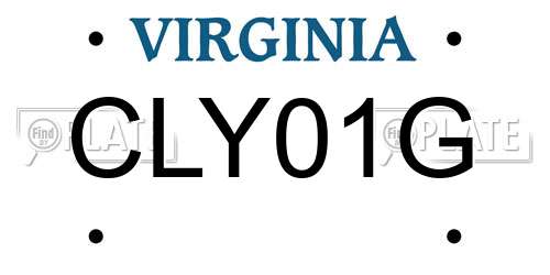 CLY01G Virginia License Plate