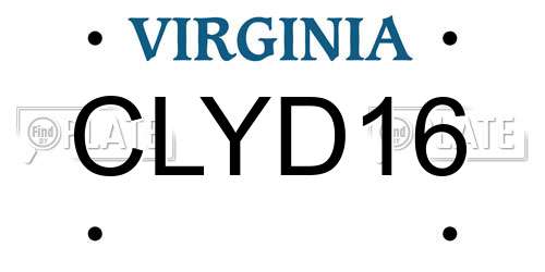 CLYD16 Virginia License Plate