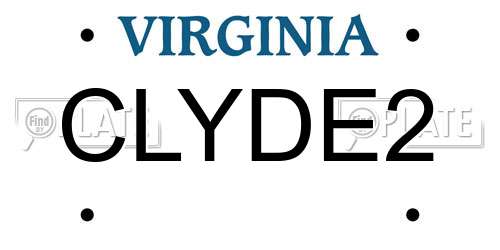 CLYDE2 Virginia License Plate