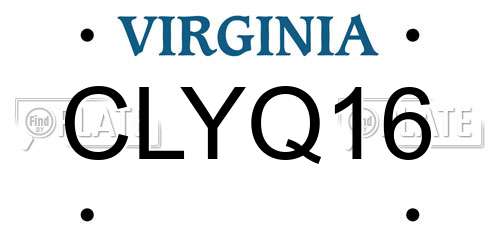 CLYQ16 Virginia License Plate