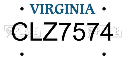 CLZ7574 Virginia License Plate