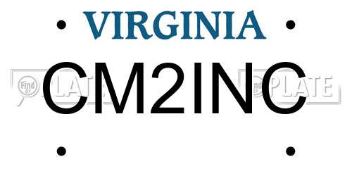 CM2INC Virginia License Plate