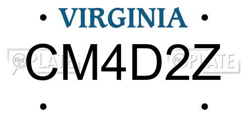 CM4D2Z Virginia License Plate