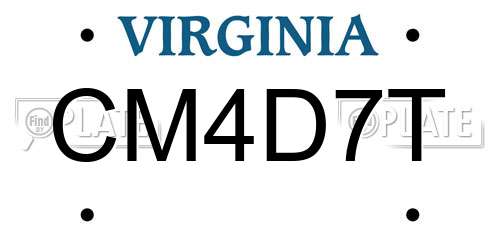 CM4D7T Virginia License Plate