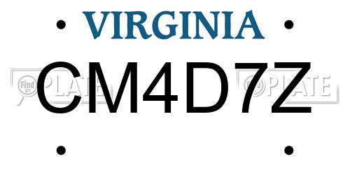 CM4D7Z Virginia License Plate