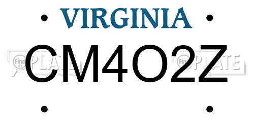CM4O2Z Virginia License Plate