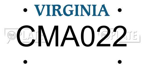 CMA022 Virginia License Plate