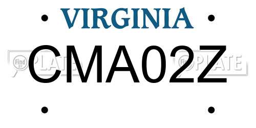 CMA02Z Virginia License Plate