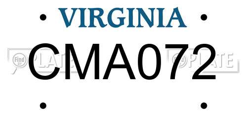 CMA072 Virginia License Plate