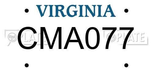 CMA077 Virginia License Plate