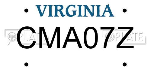 CMA07Z Virginia License Plate