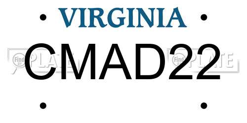 CMAD22 Virginia License Plate