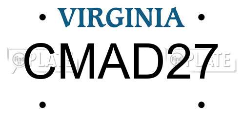CMAD27 Virginia License Plate