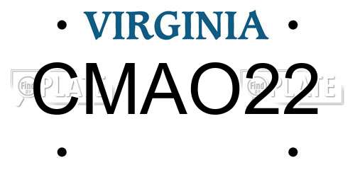 CMAO22 Virginia License Plate