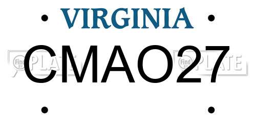 CMAO27 Virginia License Plate
