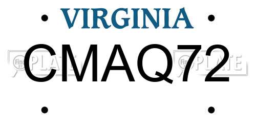 CMAQ72 Virginia License Plate