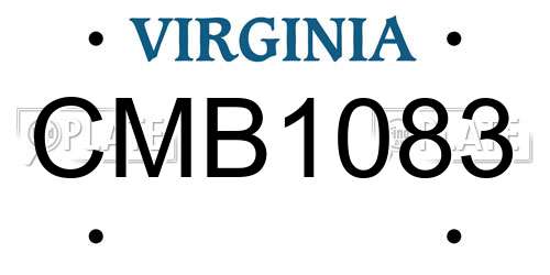 CMB1083 Virginia License Plate