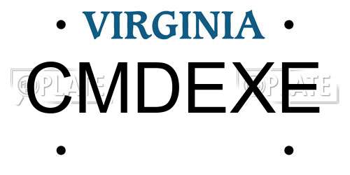CMDEXE Virginia License Plate