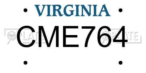 CME764 Virginia License Plate