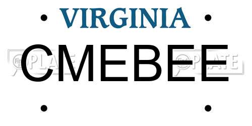 CMEBEE Virginia License Plate