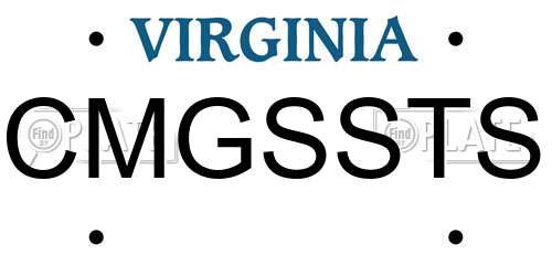 CMGSSTS Virginia License Plate