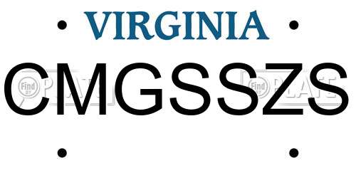 CMGSSZS Virginia License Plate