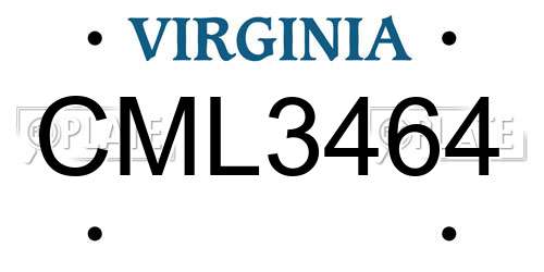 CML3464 Virginia License Plate