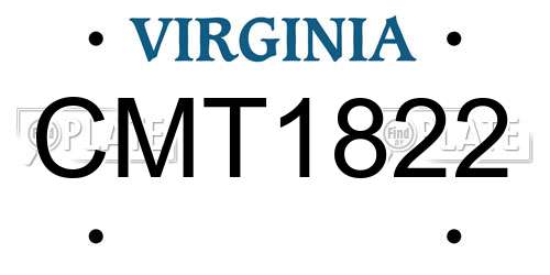 CMT1822 Virginia License Plate