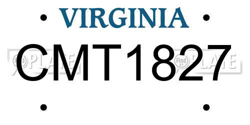 CMT1827 Virginia License Plate