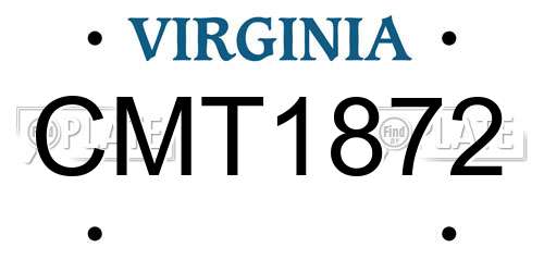 CMT1872 Virginia License Plate