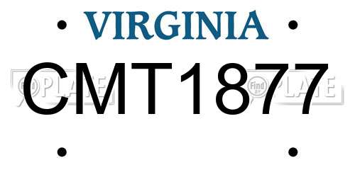 CMT1877 Virginia License Plate