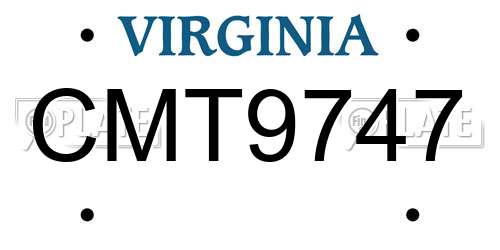 CMT9747 Virginia License Plate