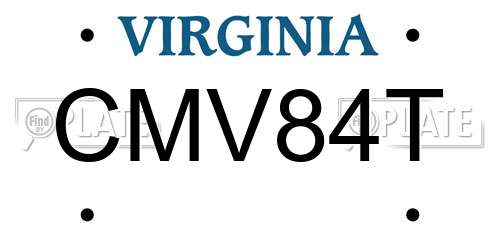 CMV84T Virginia License Plate