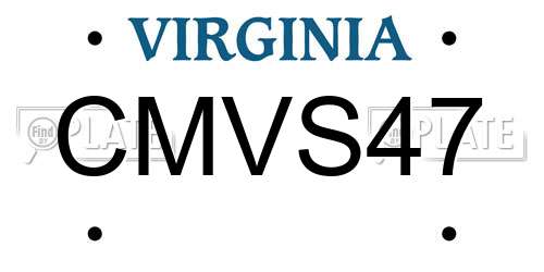CMVS47 Virginia License Plate