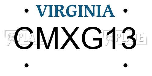 CMXG13 Virginia License Plate
