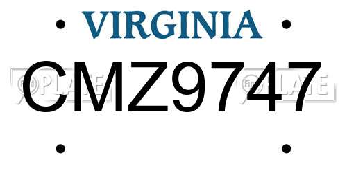 CMZ9747 Virginia License Plate