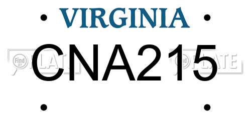 CNA215 Virginia License Plate
