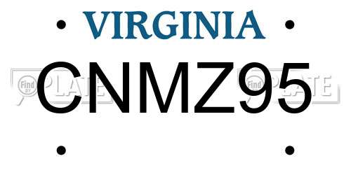 CNMZ95 Virginia License Plate