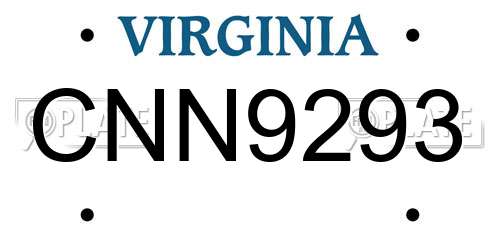 CNN9293 Virginia License Plate