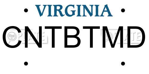 CNTBTMD Virginia License Plate