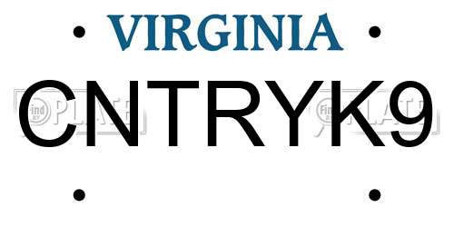 CNTRYK9 Virginia License Plate
