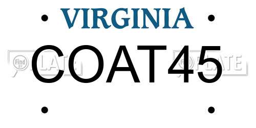 COAT45 Virginia License Plate