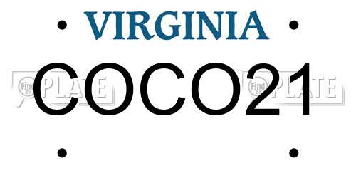 COCO21 Virginia License Plate