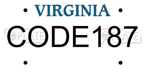 CODE187 Virginia License Plate