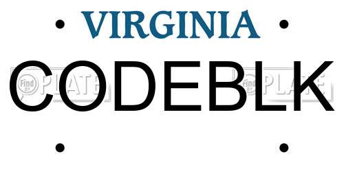 CODEBLK Virginia License Plate